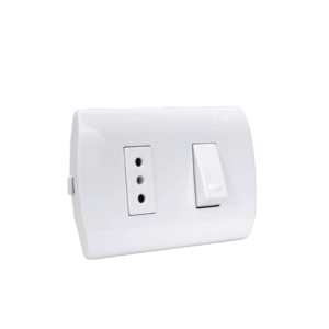 INTERRUPTOR EMBUTIDO 9/12 + ENCHUFE 10 AMPERES BLANCO ARIS MEC