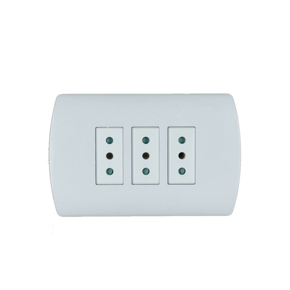 ENCHUFE TRIPLE EMBUTIDO 10 AMPERES BLANCO ARIS MEC